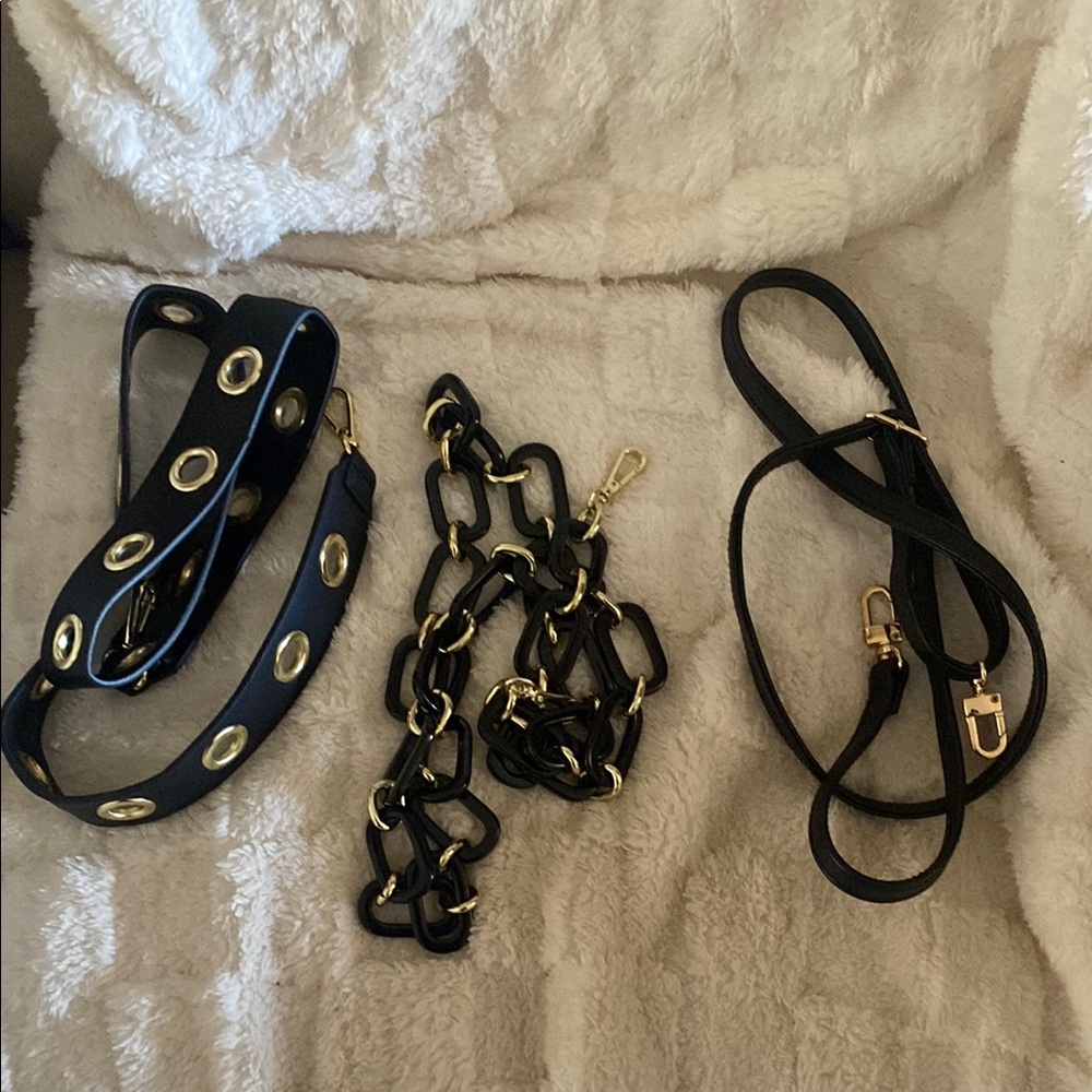 Elegant Black and Gold Chain Strap Set